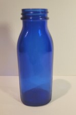 Vintage Unmarked Cobalt Blue Glass Bottle 6" No Lid