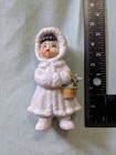 4 1/4" China Eskimo Doll, Japan stamped on feet, White snow coat and hat. Cute — photo 3
