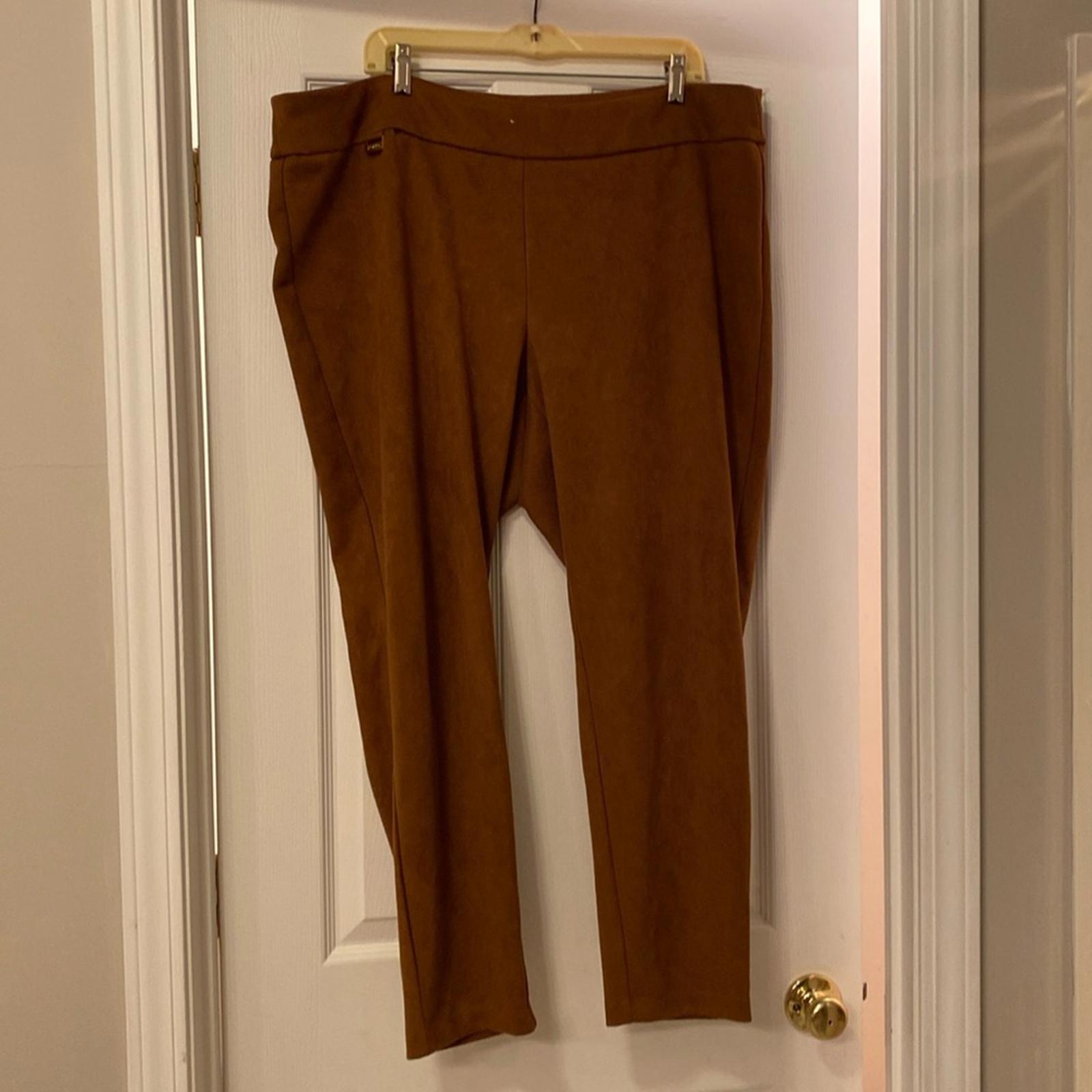 SOHO APPAREL LADIES SLACKS, SZ. 3X, BROWN, POLYESTER/SPANDEX