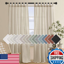 H.VERSAILTEX Linen Textured Semi Sheer Curtains Light Filtering 2 Panels 52x84