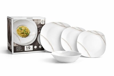 Abstract Grey Porzellan Geschirrservice 19-teilig modernes Tafelset