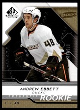 2008-09 SP Game Used RC Andrew Ebbett Rookie /999 Anaheim Ducks #104
