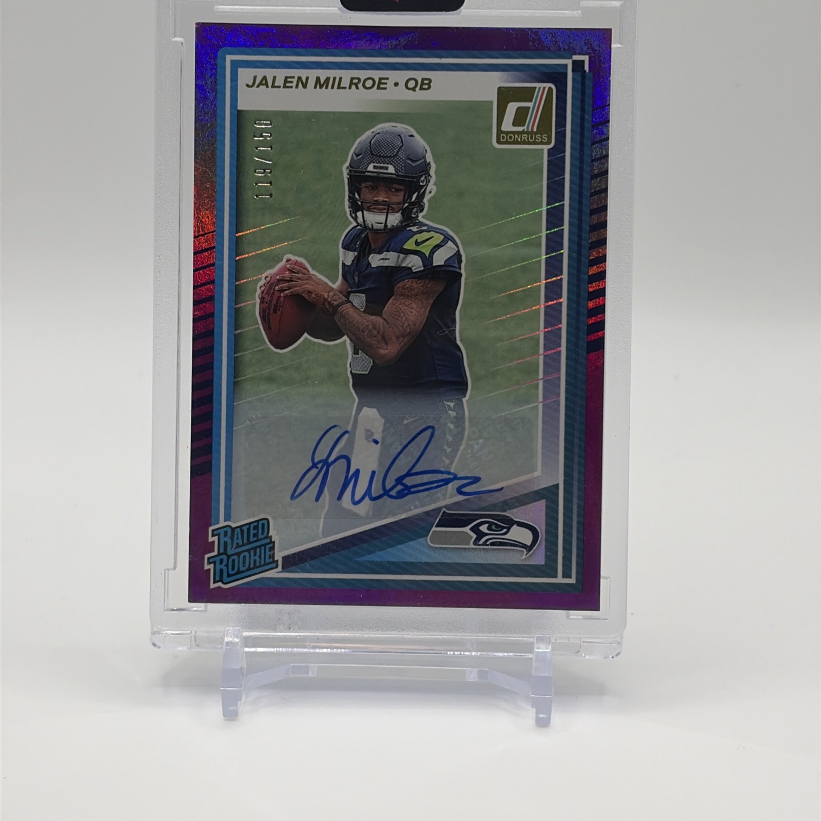 2025 Donruss Jalen Milroe Auto Rated Rookie Purple Press Proof SP /150