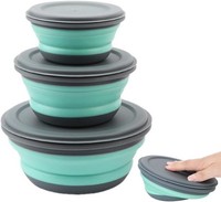 Faltbare Silikon SchüSsel 3Er Set Mit Deckel FüR Camping KüChe Haushalt
