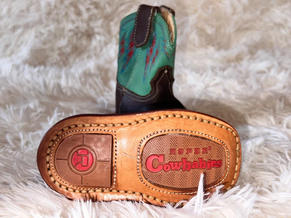 Botas de Vaquero Roper Vaqueras Infantiles Talla 2 Marrón Relámpago/Cuero Turquesa T2 Foto 3 de 4