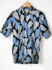 Vintage Cooke Street Honolulu Mens Hawaiian Shirt Taro Leaf Print Size Small