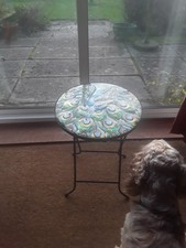 ART DECO STYLE  GLASS TOP SIDE TABLE FOLDING IN OR OUTDOOR USE