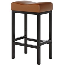 Bar Stools Set of 2, 24 Inch Backless Counter Height Bar Stools with Soft Leathe