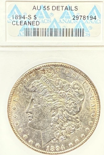 1894 S $1 MORGAN SILVER DOLLAR VINTAGE ANACS AU 55 DETAILS NO RESERVE