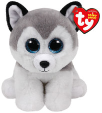 TY BEANIE BABIES - BUFF the HUSKY" w/Glitter Eyes /Grey & White Plush - 6" - NWT