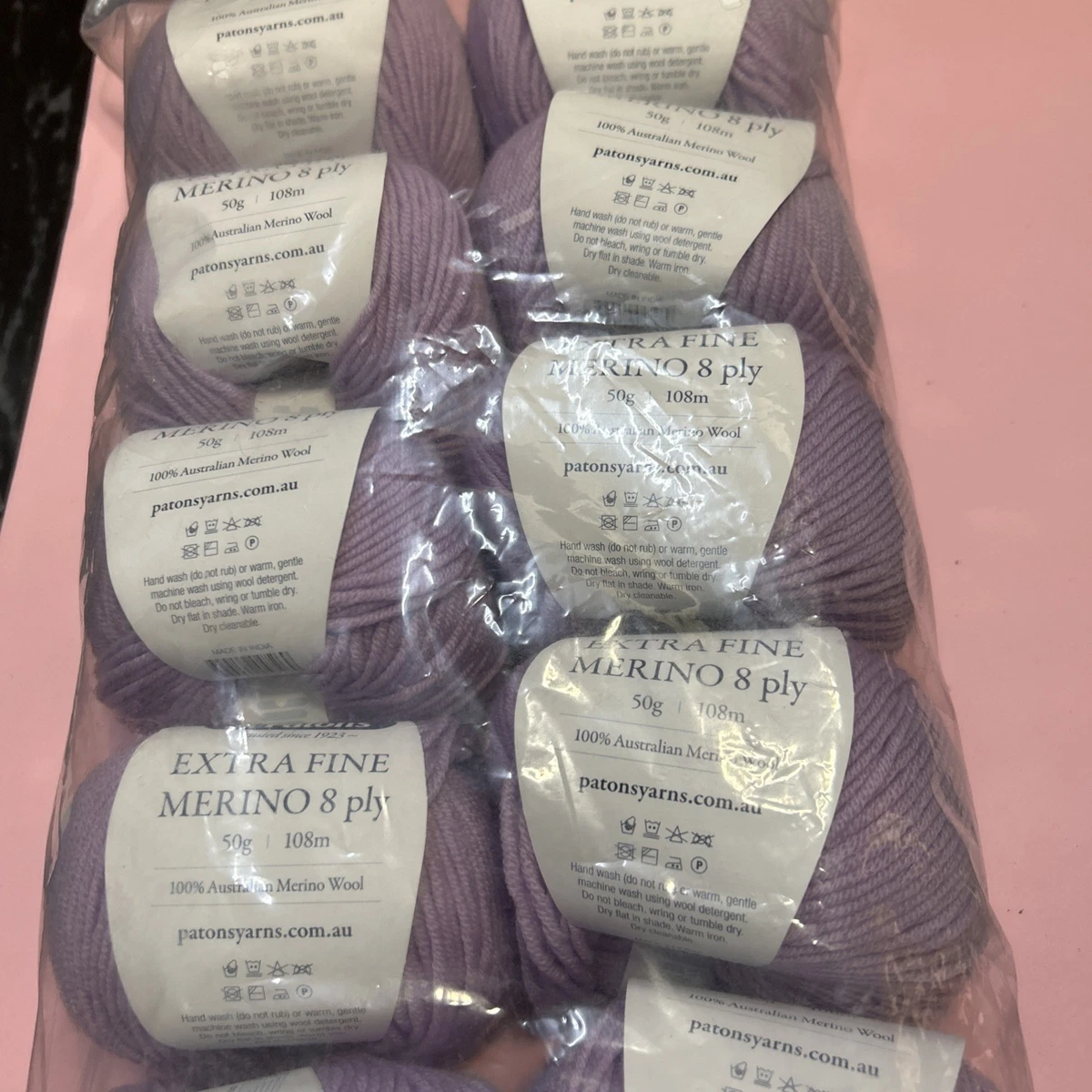 Patons Extra Fine Merino 10 balls pack Lot  (8Ply 50g)   Smokey LILAC #2126