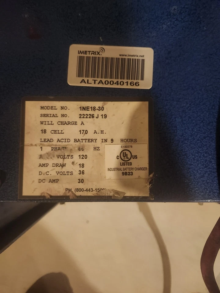 North-East Forklift Battery Charger 18 Cells 1 Phase 36 D.C. Volts 1NE18-30  - Image 2 of 4