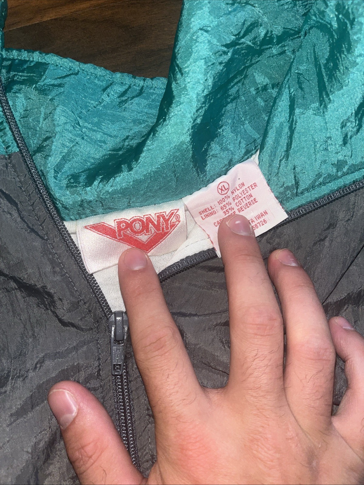 Giacca a vento vintage Pony colorblock pista zip XL