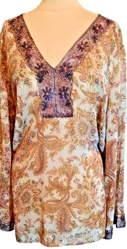Plus-size Dressy Paisley Top-Sz 22/25 from Venezia- Intricate Beaded Yoke - Lace - Picture 1 of 11