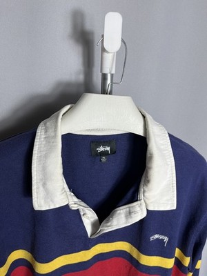 90s old stussy rugby shirts polo L 白タグ Stussy Lucas Striped polo shirt long sleeve rugby navy Sz XL | eBay