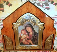 CAPEZZALE TRITTICO 45X46 ARGENTO E RADICA FIRMATO ROMAGNOLI.