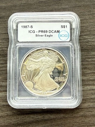 1987 S American silver eagle Proof Deep Cameo ICG PR69 DCAM San Francisco Mint