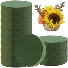 12 PCS 6.5 Inch Large Round Floral Foam Blocks Dual Wet Dry Green Artificial