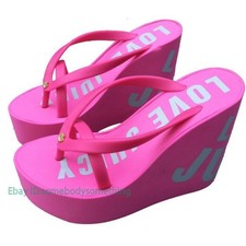 Women s High Platform Wedge Flip Flops - Summer Beach Sandals - Pink/Black/White