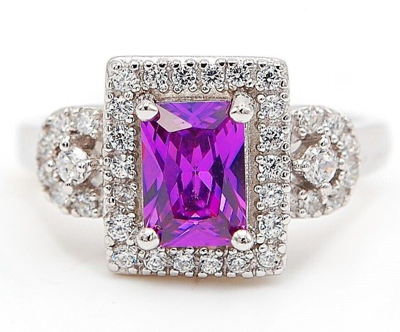 2CT  Amethyst 925 Sterling Silver Ring Jewelry Sz 7 U3-7