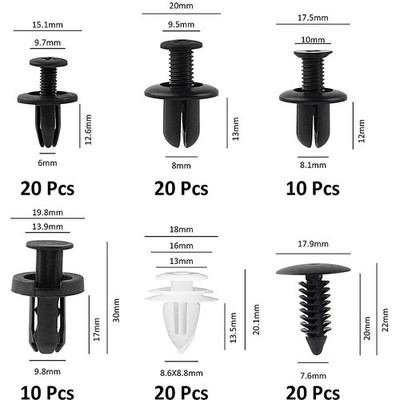 100 PCS Car Body Plastic Auto Fasteners Push Trim Clips Pin Rivet Bumper Kits