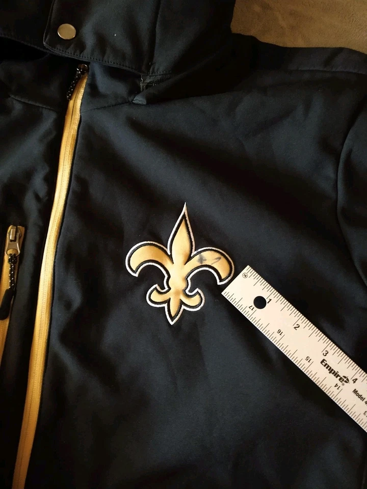 Chaqueta para hombre New Orleans Saints XL negra caparazón blando NFL negra con capucha cremallera completa Foto 3 de 4