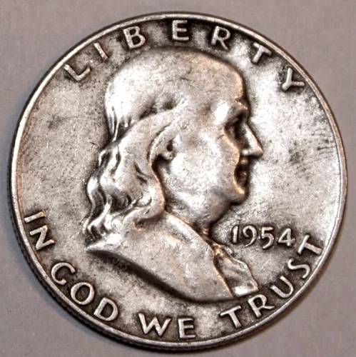 1954-S Franklin Half Dollar - 90% Silver - Circulated - Very Fine - #1232EB