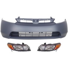 Bumper Kit Includes Headlights For 2006-2008 Honda Civic Sedan Front Lh And Rh Bumper Kit Includes Headlights For 2006-2008 Honda Civic Sedan Front Lh And Rh