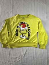 The Grinch by Justice Girls Velour Lemon Sweater W/ Sequins Size M 10 NWT
