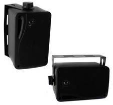 2 Pyle PLMR24B 3.5" 200 Watt 3-Way Weather Proof Mini Box Speaker System Black