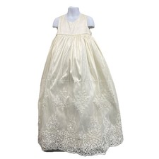 Flower Girl Dress Sz 12-24 mo Baptism Christening Ivory Sequin Tulle Embroidered