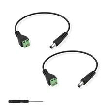 2 PCS 5.5x2.5mm Male to Terminal Jack DC Power Adapter Cable for CCTV Camera