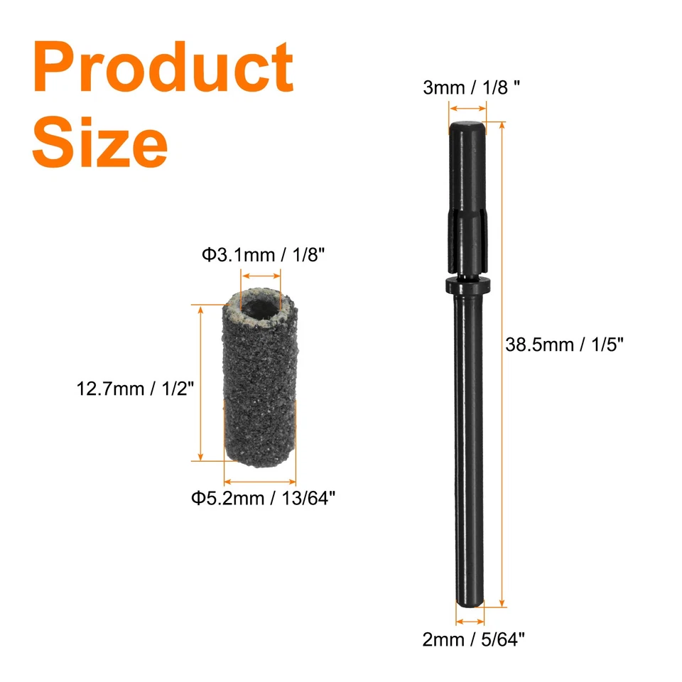 100 Stück 120# Körnung Schleifband für Nagelbohrer mit 3 mm (1/8") Dorn, schwarz - Bild 2 von 4