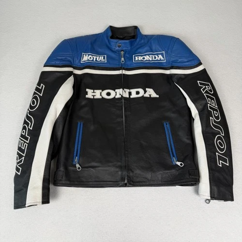 Vintage Honda Repsol Motul Leather Motorcycle Racing Jacket Men’s M Blue & Black - product listing photo