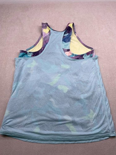 Athleta Girl Tank Top XL Blue Camo Perfect Pair Layered Sleeveless - Picture 4 of 10