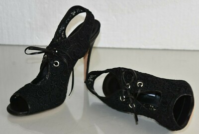Bottes Manolo Blahnik FONTACU Noires En Maille Dentelle - Talons Hauts, Orteil Peep - Taille 41 - Neuves Avec Boîte