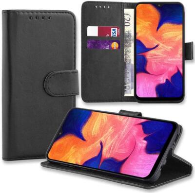 Schwarze Brieftasche HANDYHÜLLE Kartenfach COVER für Samsung A3 A5 A6 A7 A8 A9 A16 A17