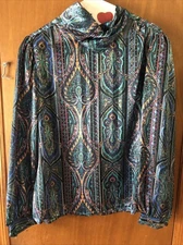 Jeri Marque Size 14 Satin Ladies Womens Blouse Sheer Vintage 80s Office Look