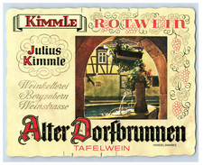 1960's-80's Kimmle Rotwein Alter Dorfbrunnen German Wine Label S70E