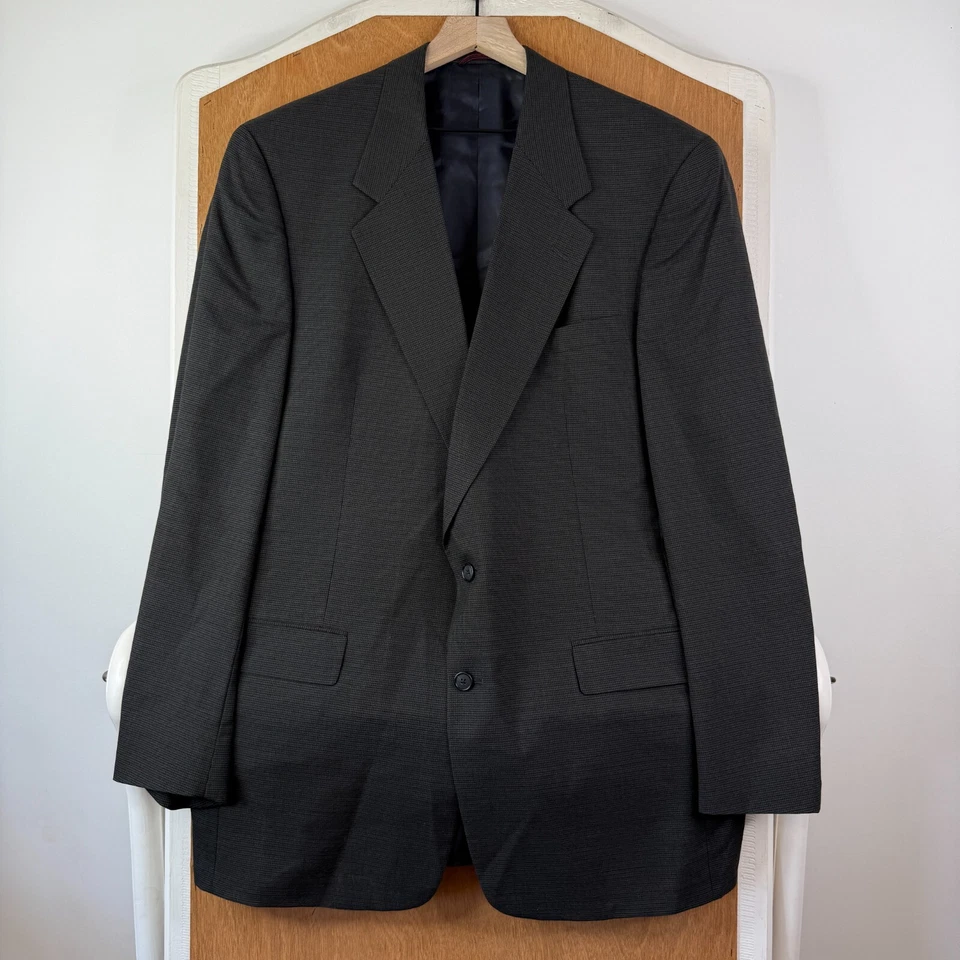 Hart Schaffner Marx Suit Mens 44XL Gray Houndstooth 2 Button Wool Pants 38x31 - Image 2 of 4