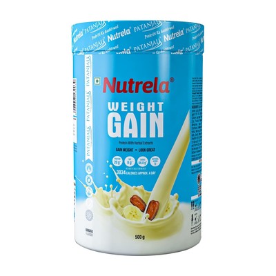 Patanjali Nutrela Weight Gainer 500 g Bananengeschmack Ideal für Sportler Män...