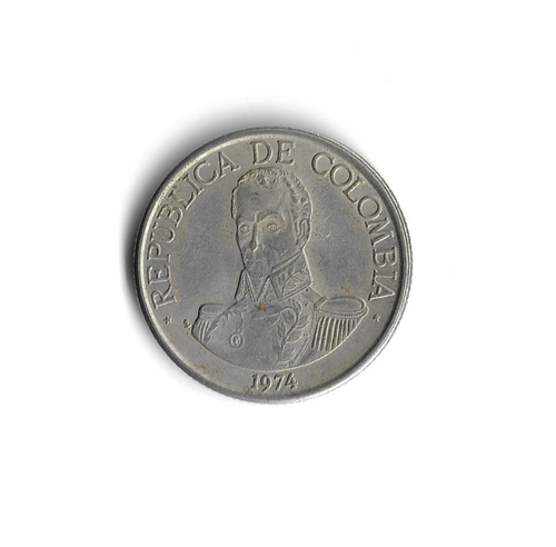 1974 Colombia - 1 Peso - 144 - Nickel Brass - 6.7g