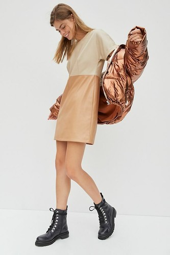 Anthropologie Faux Leather Shift Mini Dress Vegan Avec Les Filles Andrea  NWT 2X | eBay