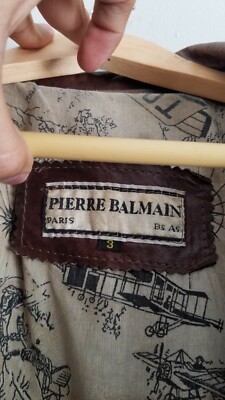 Pierre Balmain Bomber Flight Jacket Brown Leather Air Force