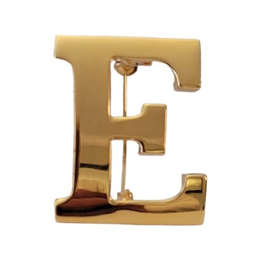 Anne Klein Gold-Tone Letter “E” Monogram Brooch Pin, Signed E507 - Main Image