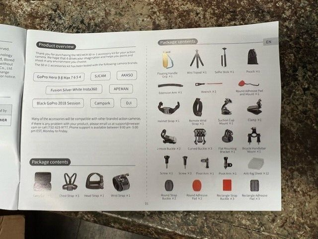 BRAND NEW Neewer sports activity camera activity kit accessories 50 in 1, GoPro