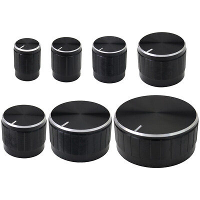  Schwarz Aluminium Verstärker/HiFi Steuerknöpfe - 6 mm Splined Loch - Push Fit