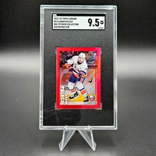 Adam Pelech 2022 Topps Chrome NHl Sticker #314 Red Refractor /5 SGC 9.5