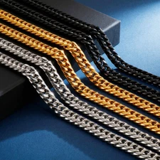 9/11/13/16/20mm Top Polished Mens Chain Stainless Steel CURB CUBAN Link Necklace