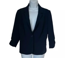 NWT Eliza J Women’s Navy Blue 3/4 Sleeve One button Fitted  Blazer Size Small